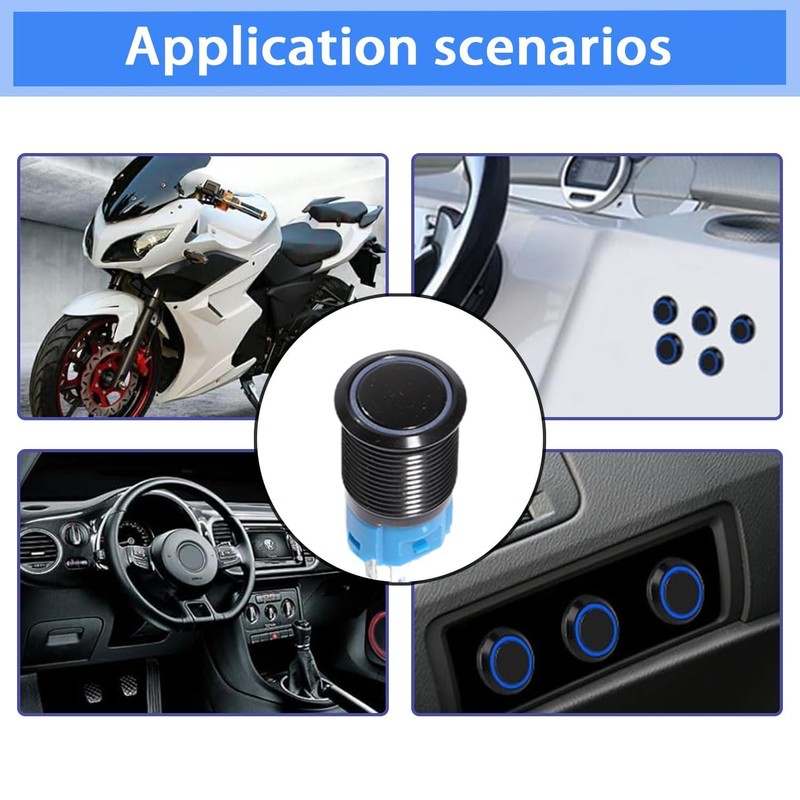 aikoolwer Latching Push Button Switch 16mm 12V Car Blue LED