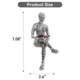 ZDNT Resin Reading Woman Figurine,Resin Abstract Thinker Sculpture,Figure Decoration for Shelf,Thinker Style Reading Figures Statue,Bookworm Sculpture,Bookshelf Ornament,For Bedroom,Desk,Office (B)