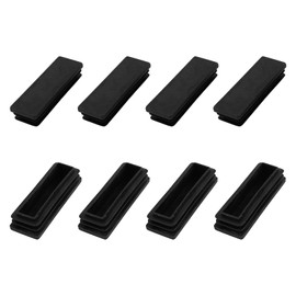 METALLIXITY Rectangle End Caps (75 x 25mm) 12Pcs, Plastic Rectangle Tube Inserts Threaded End Blanking Caps Protector - for Furniture Table Chair Legs, Black