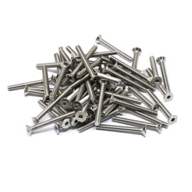 iexcell 50 Pcs M4 x 35mm Thread Pitch 0.7 mm Stainless Steel 304 Hex Socket Flat Head Cap Screws Bolts Kit