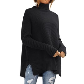 LILLUSORY Womens Turtleneck Oversized Tunic Fall Sweaters 2024 Trendy Casual Long Pullover Knit Winter Casual Cute Poncho Fashion Trendy Clothes Outfits Clothing Tops Black