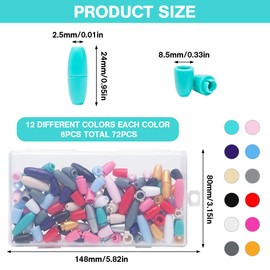 Sxutop Pack of 72 Breakaway Clasps Safety Clasp Buckle Colourful Plastic Beads Connectors in 12 Colours Clasp Beads Barrel Connector Clasps Plastic for Necklaces Bracelets Jewellery