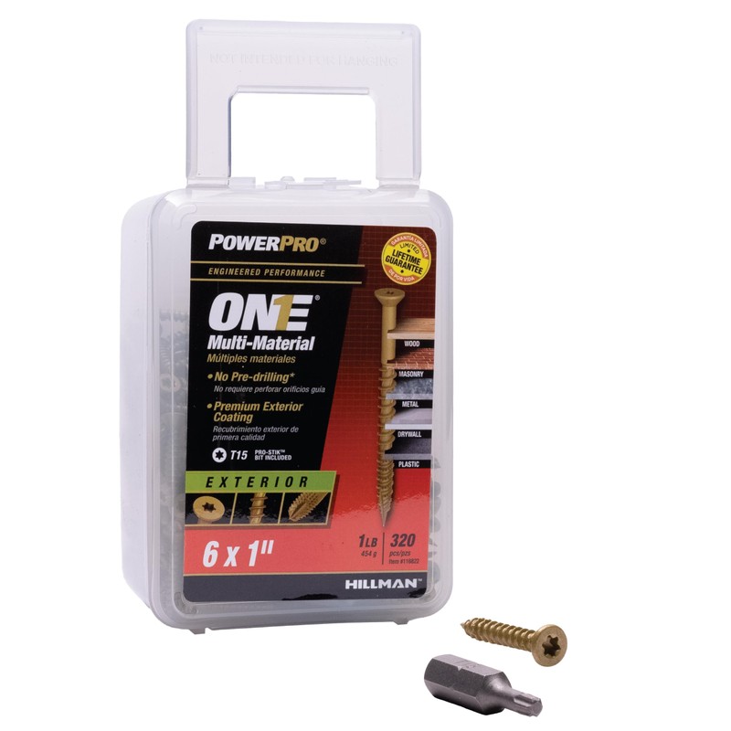 Power Pro 116822 - Tornillos multimateriales de cabeza plana, #6