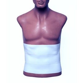 AT Surgical Abdominal Binder, 3 Panels, 9" Wide, White Waist Support Belt - Stomach Compression Wrap Belly Band for Men and Women (Large)