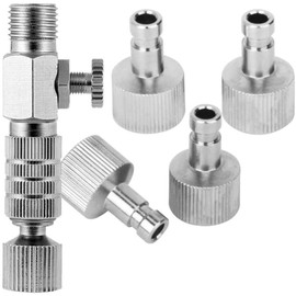 Uouteo Airbrush Quick Release Disconnect with 4 Male Fitting, 1/8" BSP Male and Female Coupling Set with Airflow Adjustment Control Valve