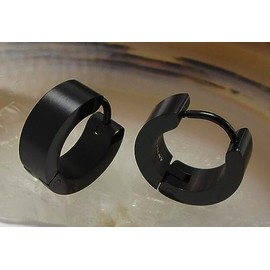 Kikuchi Ohrringe Titan St√§bchen Edelstahl Klapp Creolen Damen Herren Matt Schwarz √ò 12-18 mm 7 Gr√∂√üen (√ò 13 mm / 5 mm)