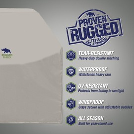 Rugged Rhino All Season Heavy Duty Grill Cover, Three Layer Waterproof UV Resistant and Windproof Covers for Outdoor, Secure Buckle Closure, Grilling Griddle Storage Outside, 55"L x 23"W x 42"H, Beige