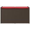Patio Storage Bench with Cushion Brown 39.4" Poly Rattan, Outdoor
