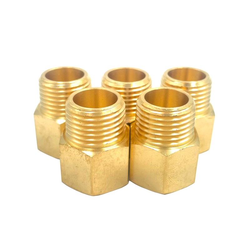 5 Pack Solid Brass 1/2" Female NPT x 1/2" Male