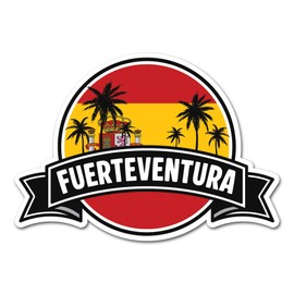 Fuerteventura Vinyl-Aufkleber, Spanien, Flagge, Stadt, Palme, Reisen, Urlaub, Geographie, Standort, Scrapbook, Aufkleber #83286, 2 x 10 cm