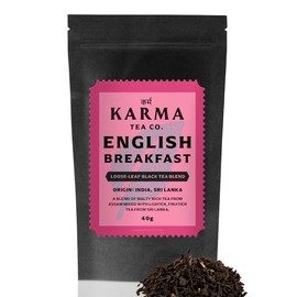 KARMA TEA CO.| English Breakfast Loose Leaf Tea, 40g (32cups) | Rich & malty | Rich in Antioxidants & Polyphenols
