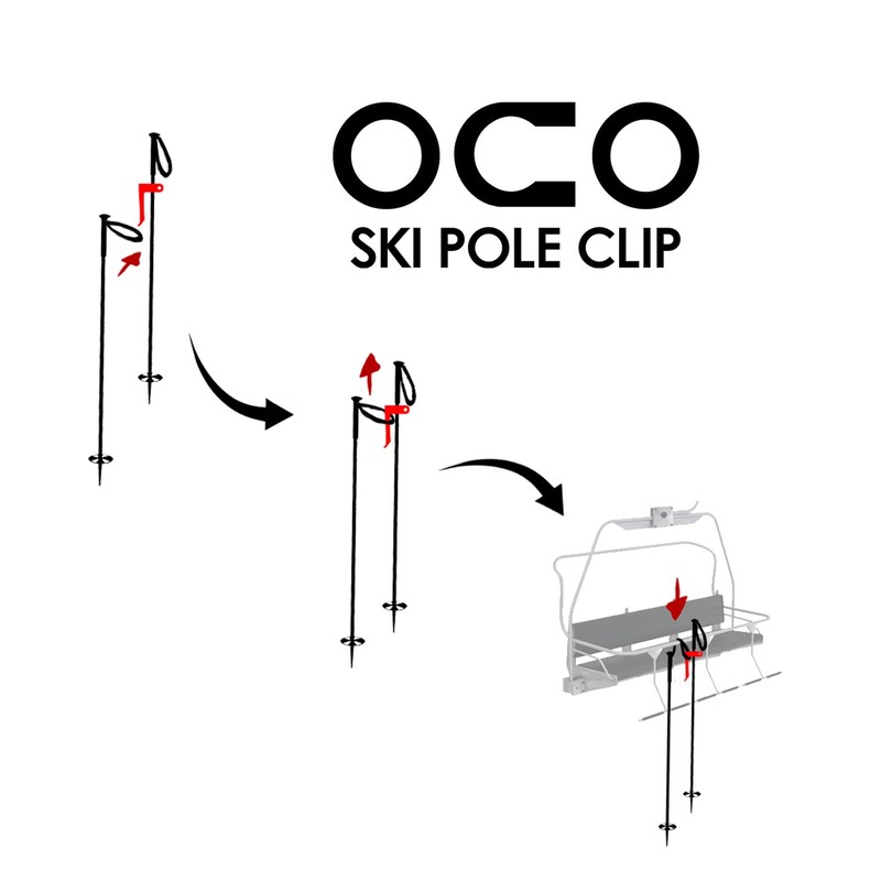 Oco Ski Pole Clip Ski Pole Support for Chairlift (2,