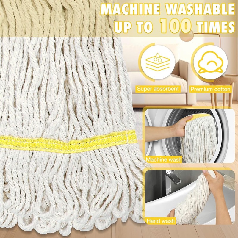 Commercial Mop Handle Heavy Duty,58" Industrial Mop Stick,Wet Mops Head