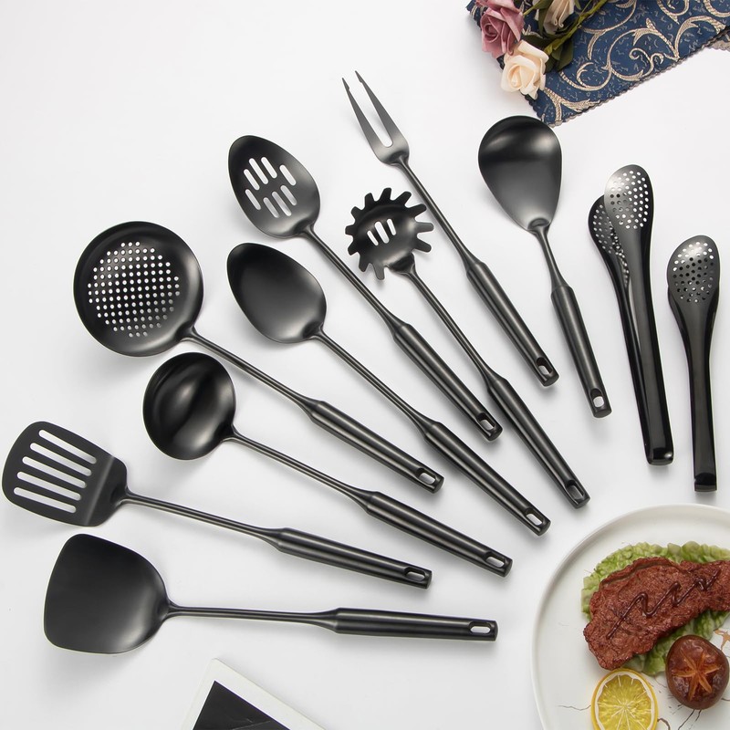 304 Stainlss Steel Matte Kitchen Utensils Set, 11 Pcs Long