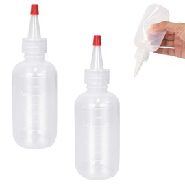2 x Applicator Bottle with Tip, 4 oz/6 oz Squeeze Bottle Transparent with Graduated, Plastic Hair Dye Bottles, Plastic Squeeze Bottle for Glue, Painting, Crafts, Salon Hair Care (120 ml)