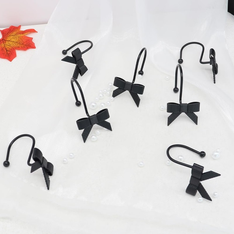 Decorative Shower Curtain Hooks, Luxury Bowknot Shower Curtain Rings, Modern