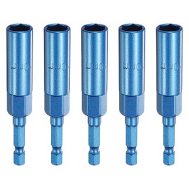HARFINGTON 5pcs Nut Driver 10mm Hex Drive Socket CR-V Steel Power Screw Drill Bits Socket Wrench Tools with 1/4" Quick Change Hex Shank for Power Drills Impact Drivers, Blue