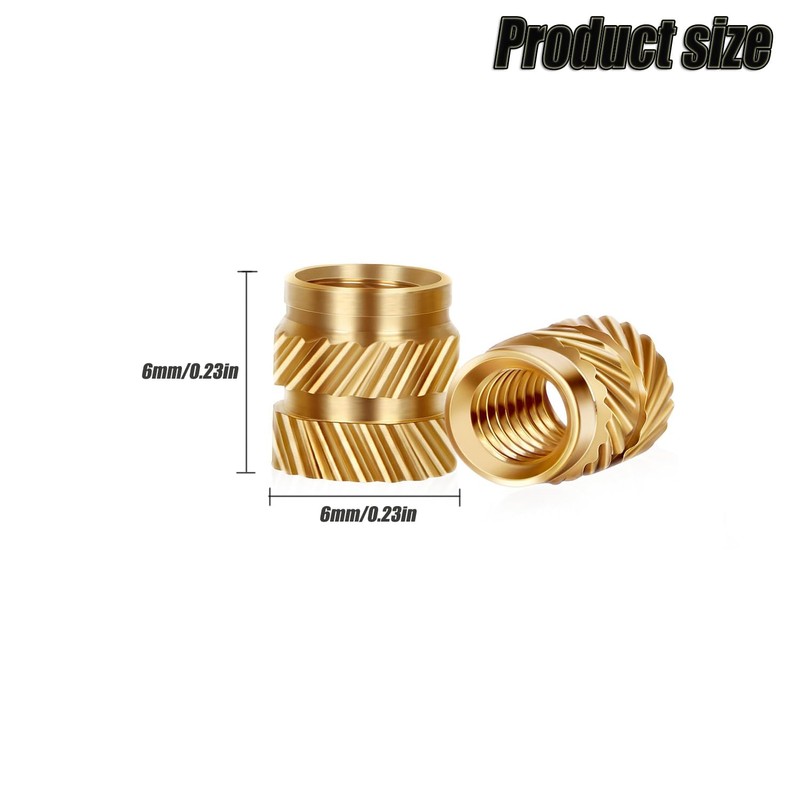 50 PCS Knurled Nuts, M4 x 6mm L x 6mm
