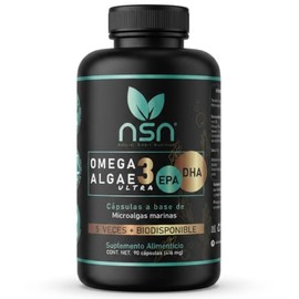 NSN | Omega 3 Algae ULTRA | DHA y EPA - 5x veces más Absorbible | Formulado por la Dra. Friné Velázquez | Microalgas Marinas | Sin sabor a pescado
