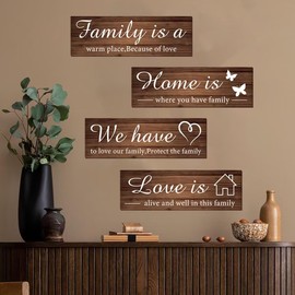 4 Pieces Family Warm Phrases Wall Stickers/Home is a Warm Harbor, a Source of Love Removable Wall Stickers Bedroom Living Room Bathroom Dining Room Vinyl Wall Art Stickers