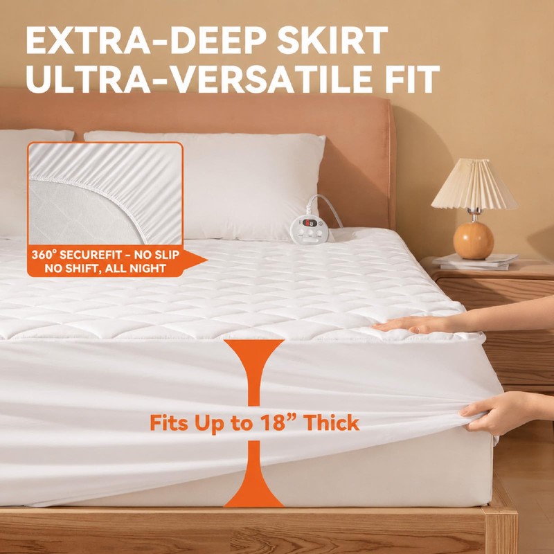 ESTINGO Heated Mattress Pad Full 54"x75", 1-10H Auto Off Heated