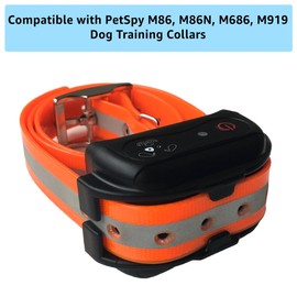 PetSpy Extra Dog Collar Strap - Compatible with All PetSpy Dog Training Shock Collars (Orange Reflective) Adjustable