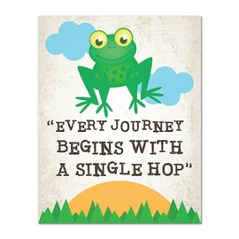 Every Journey Begins with a Single Step, Nursery Decor, 05x07 Inch Print Wall Decor, playroom Decor, Motivational Quotes, Inspirational Decor, Frog Decor, Every Journey Quote,Cute Decor for Kids