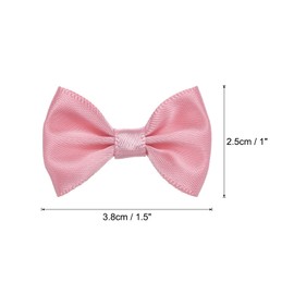 MECCANIXITY 50pcs Bean Paste Pink Bow Ties 1.5"x1" Mini Bowknot for Crafting Little Satin Bows Bulk