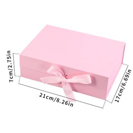 JOKILY Gift Box with Bow Magnetic (21 x 17 x 7 cm), Gift Box with Lid, Magnetic Gift Box, Reusable Decorative Box, Ash Box, Rectangle Presentation Box