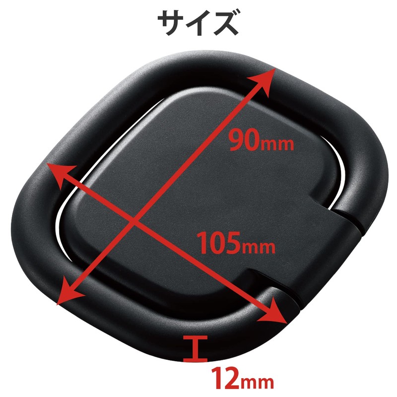 Elecom TB-STRHA01BK Tablet Ring, Finger Ring, Stand, Drop Prevention, Back