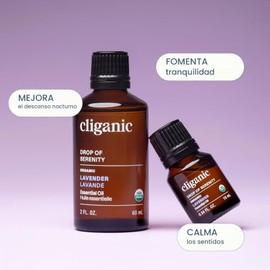 Cliganic Aceite Esencial de Lavanda Orgánico 100% Puro – Certificado USDA – Vegano, Cruelty Free – Para Aromaterapia, Difusor y Masajes Diluidos (Amar