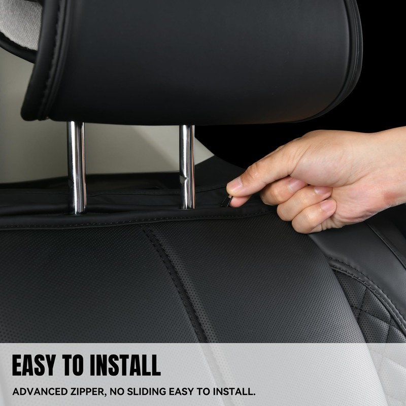 CAR PASS Waterproof Leather Back Seat Covers, Nappa PU Leather