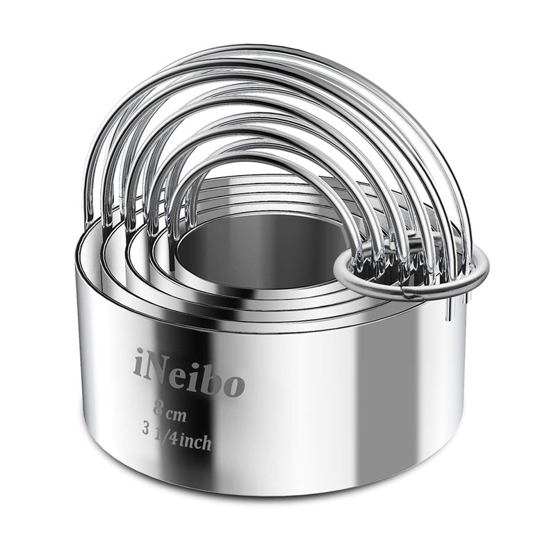 iNeibo Biscuit Cutter Set, Cookie Cutter, Round Shape Circle Scone