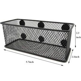 EASEPRES Magnetic Pencil Holder Set of 6 - Black Wire Mesh Storage Baskets Organizer with Strong Magnets - Perfect for Whiteboard, Refrigerator and Locker Accessories