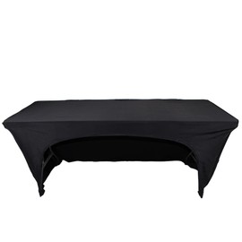 Prox X-ST6BL 6 Ft. Open Back Spandex Table Cover Scrim - Black