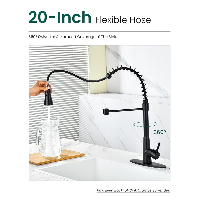 APPASO Pull Down Kitchen Faucet Touchless Black, Motion Sensor Activated