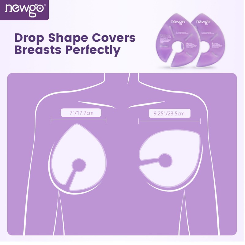 NEWGO Breast Therapy Gel Pads for Nursing – 2 Reusable