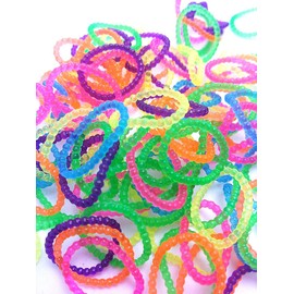 Choose from 20 Types or More Rare Types, Loom Band Refill Pack, Clear Crush Type, Colorful Mix, 300 Pieces, Cute Pink Labels, Rubber for Band Bracelets, 12 Colorful S Clips Included