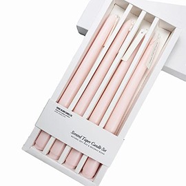 Natural Soy Wax Rose Scented 10 Inch Taper Candle Set of 4|Delightful Aroma | Beautiful Home Decor | Gift for Family and Friends (Pink)