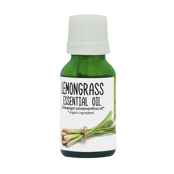 Elfeya Cosmetics Lemongrass Essential Oil (15 ml/300 Drops) Organic Aromatherapy Oil. Uplifting, Stimulating, Revitalizing Used in Massage Oil, Essential Oil Diffusers, Oil Burning Lamps