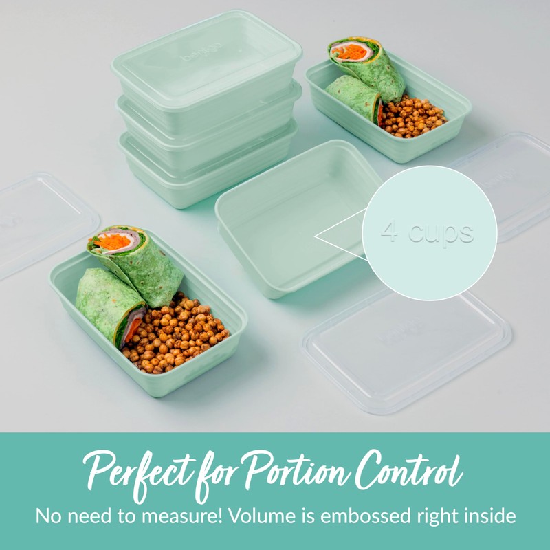 Bentgo Prep 1-Compartment Meal-Prep Containers with Custom-Fit Lids - Microwaveable,