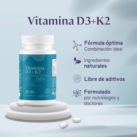 B-FIT B Vitamina D3  K2 - Suplemento con D3 Colecalciferol y K2 Menaquinona - Cpsulas con Aceite de Linaza y Girasol - Frmula sin Gluten ni Azcares - 