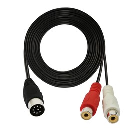 GINTOOYUN Din 8Pin to 2RCA Cable 59 Inch 8Pin Din Male Plug to 2RCA Female Audio Adapter Cable for Musical Instrument Audio Equipment MIDI Device ect