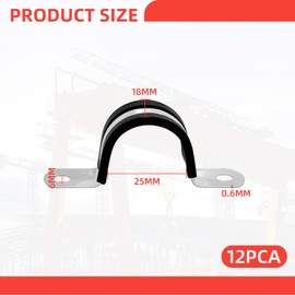 KLINNA Pack of 12 Pipe Clamps 25 mm Made of Robust Stainless Steel | 2-Hole U-Clamp as Pipe Holder, Professional Mounting Clamps for Rigid Pipe Pipe