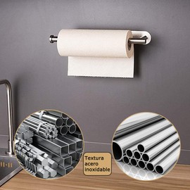 Portarrollos de Papel de Cocina 2 Piezas, Acero Inoxidable Soporte de Papel, Soporte para Toallas de Papel Instalación sin Taladro, Autoadhesivos Portarrollos para Baño y Cocina