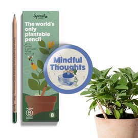 SproutWorld Wood-Cased Pencils | Mindful Thoughts Edition | HB Pre-Sharpened Graphite Plantable Wooden Pencils with Flower, Herb & Vegetable Seeds | Gift with Inspirational Quotes | 8 Pack