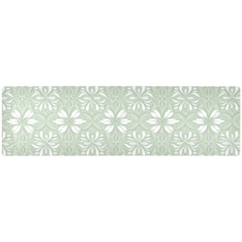 2 in 1 Table Runner Trivet for Hot Pots and Pans Heat Resistant Non Slip Waterproof 39 x 12 Inch Decorative Table Protector for Kitchen Countertop Floral Green