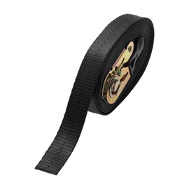 Hihaha Ratchet Tie Down Straps/Heavy Duty Tensioning Belts Motorcycle Trailer Trucks Cargo/Adjustable 800kg 1"x 20' / 1 Pcs Black