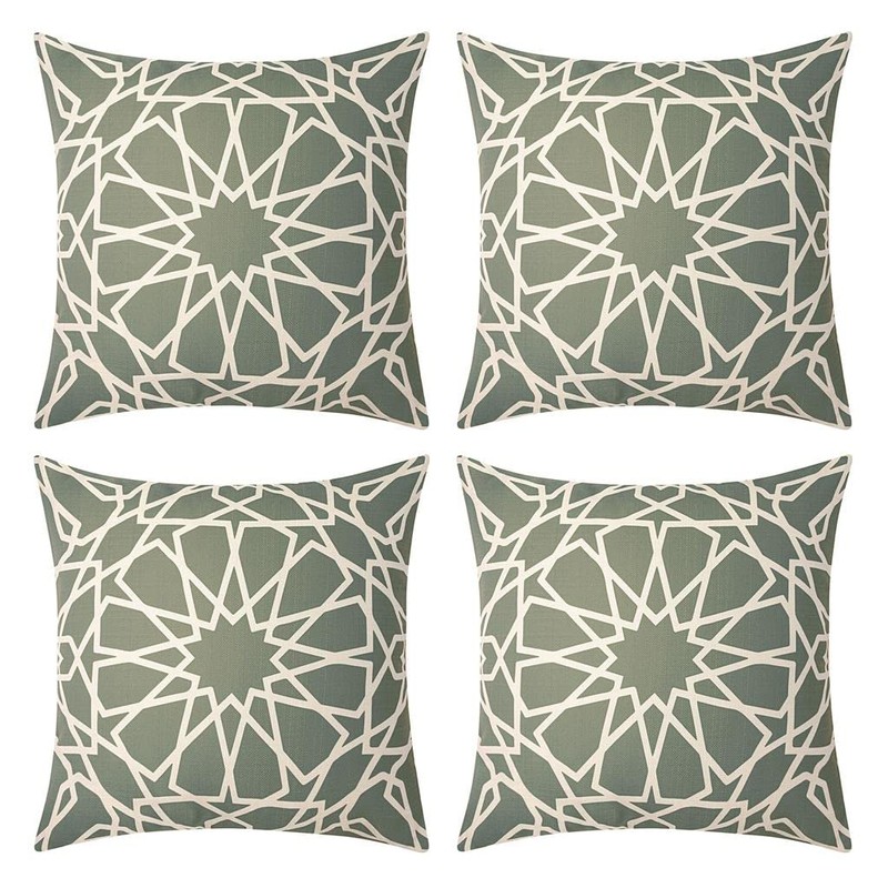 Red Rainbow 4 Pack Waterproof Garden Cushion Covers Geometric Moorish