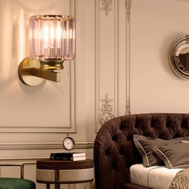 Weskjer Crystal Wall Lights Bedroom,E27 Silver Crystal Wall Lamp,Wall Lighting Fixtures,Wall Lights for Living Room,Bedside, Kitchen, Porch(Silver Round)